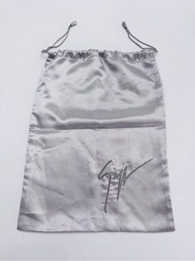 Giuseppe Zanotti Silver Gray Satin Drawstring Shoe Dust Bag Storage Pouch 15x11